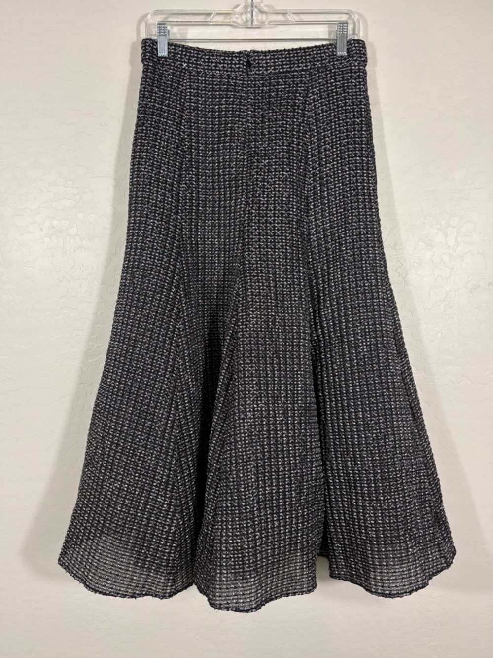 Akris Punto Metallic High Waist A-Line Midi Skirt 8 Silver/Black Quiet Luxury - Picture 6 of 10